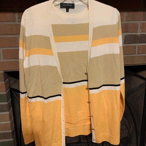 St John Couture Tank Cardigan twin set Fine Wool Knit - Picture 14 of 14